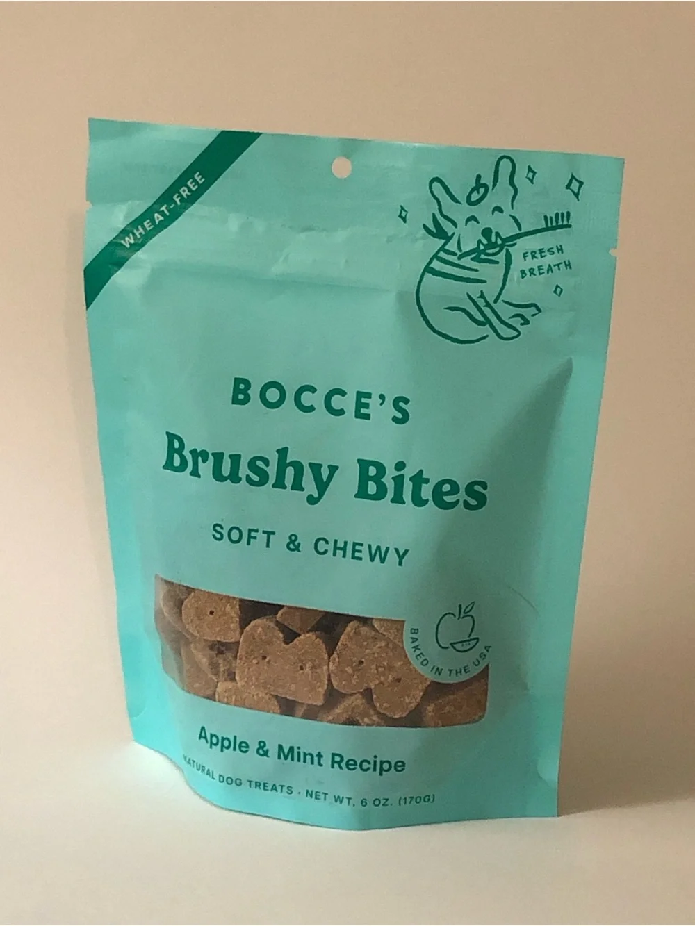 Brushy Bites Soft & Chewy Apple & Mint Natural Dog Treats -